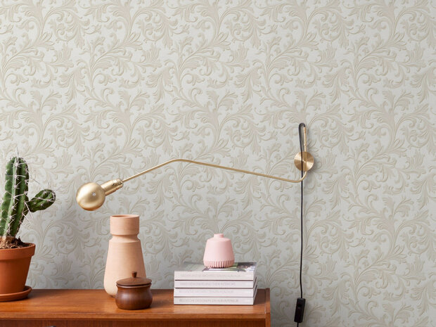 leather look vlies ornament creme taupe