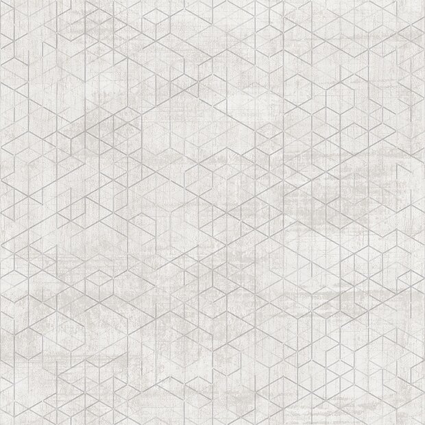 geometrisch grafisch off white groen/grijs vinyl op vlies ecodeco