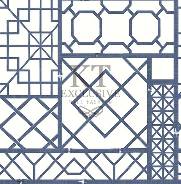 bridgerton bleu bamboe conservatory of the Queen  acrylic behang op papier rug