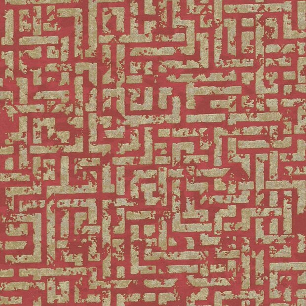 A.S. CR&Eacute;ATION Vliesbehang 38695-4  My Home. My Spa labyrinth  geometrisch goud glitter-effect