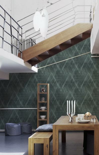 AS Creation Battle of Style 38824-2 - 388242 Groen / Zwart grafisch linnenweefsel vlies