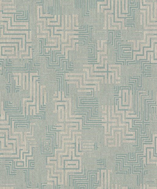 grijs groen grafisch  metallic vlies