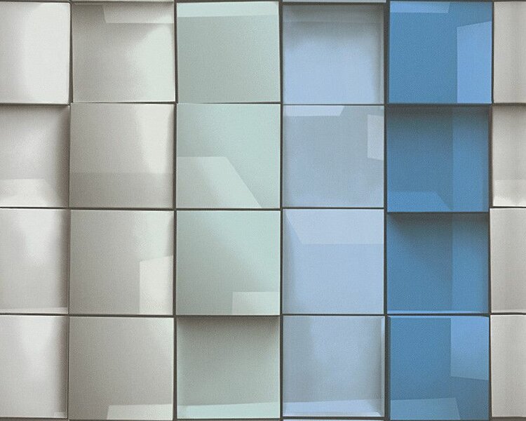 3 d blue retro squares  vlies