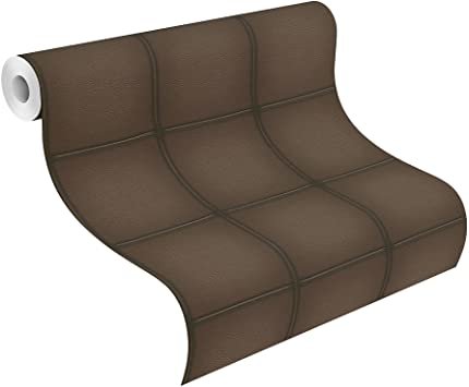 Clark Gable´s dark brown patches of  leather look sierra leone´ranch biljart room  vinyl op vlies pakket 3 rol