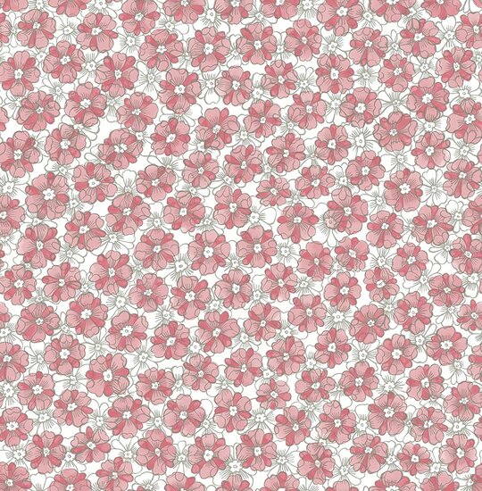  MODERN PINK & WHITE SKETCHED FLORAL FLOWERS VLIES