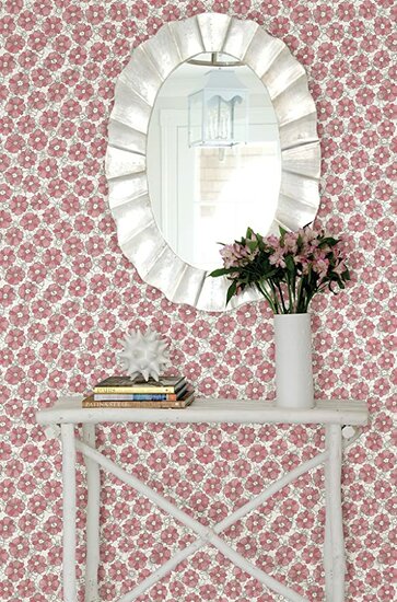  MODERN PINK & WHITE SKETCHED FLORAL FLOWERS VLIES