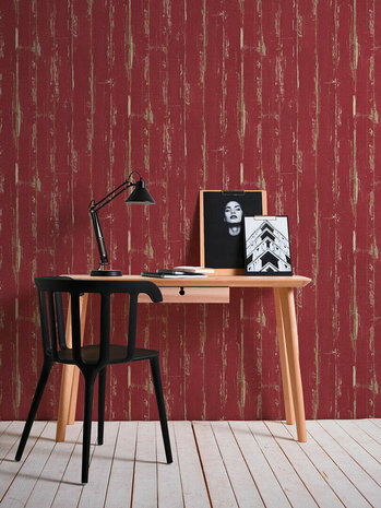 rood saint tropez sloophout vinyl op vlies