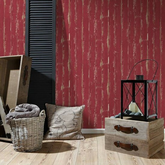 rood saint tropez sloophout vinyl op vlies