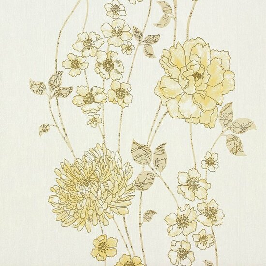 trendy goud geelflowers vinyl op vlies