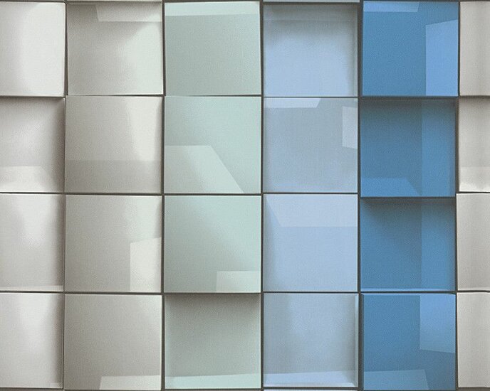 3 d blue retro squares  vlies