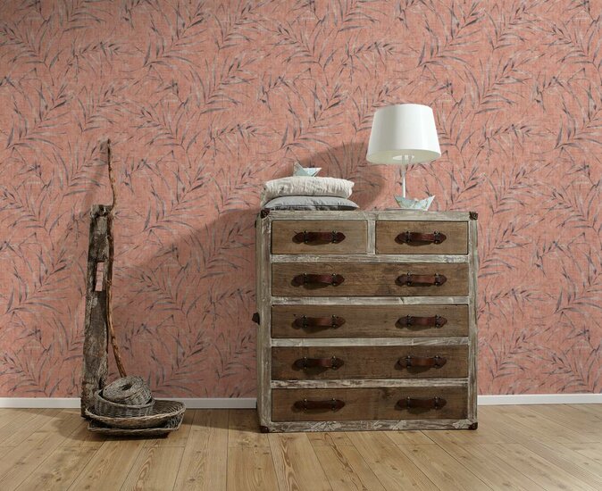 oud roze taupe bladeren hotel chique vinyl op vlies